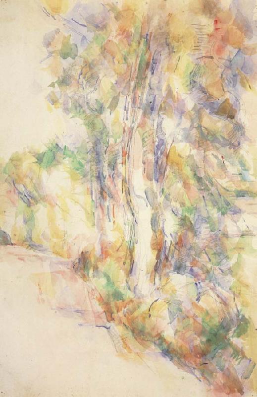 Paul Cezanne Road with trees on a slope oil painting image